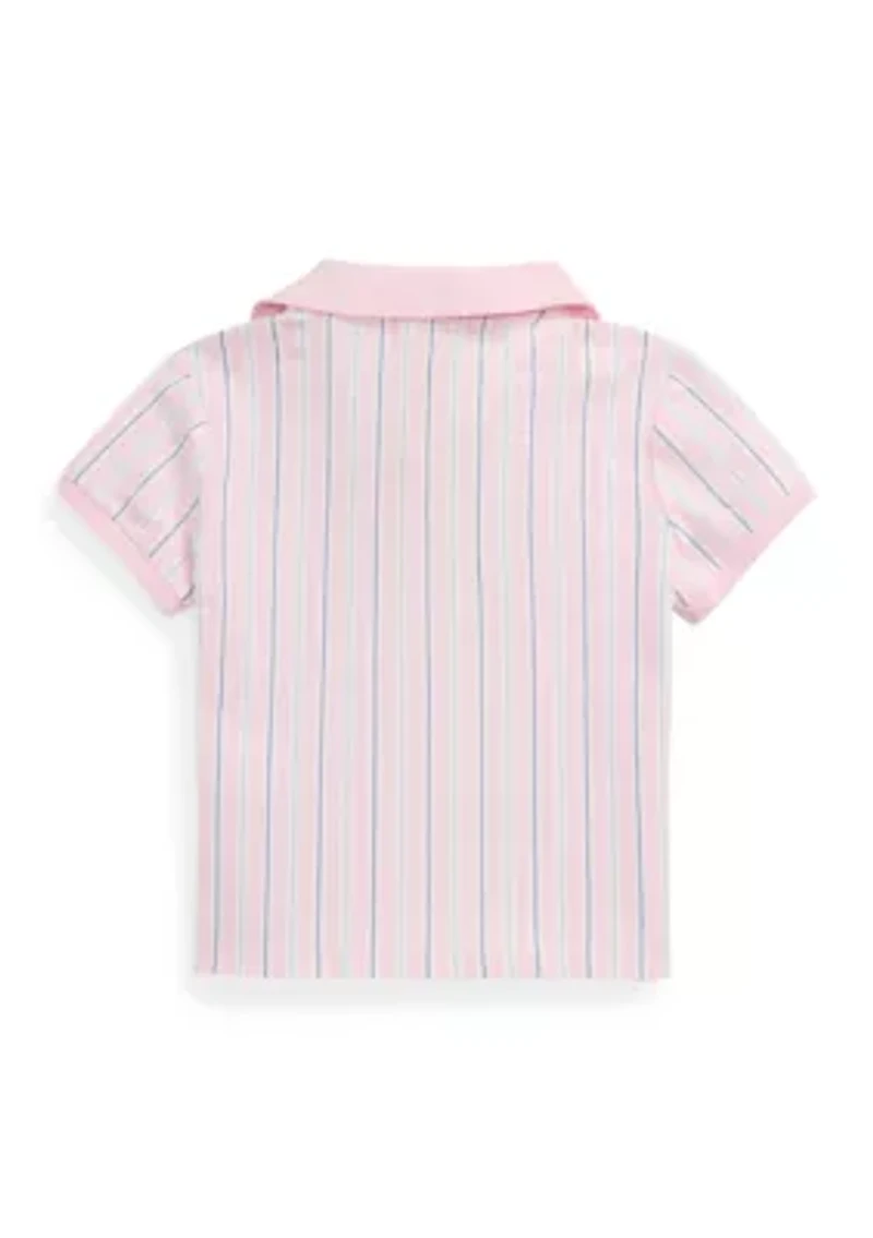 Girls 2-6x Striped Oxford Mesh Boxy Polo Shirt