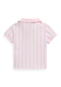 Girls 2-6x Striped Oxford Mesh Boxy Polo Shirt