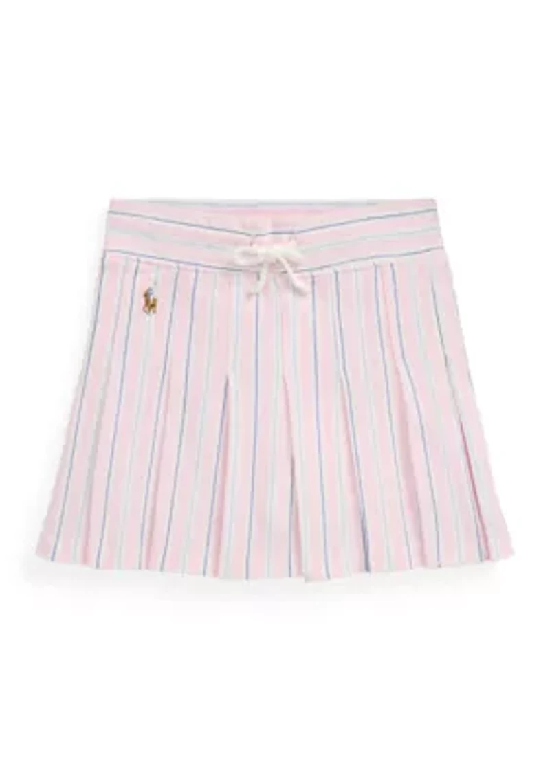 Girls 2-6x Striped Pleated Oxford Mesh Skort