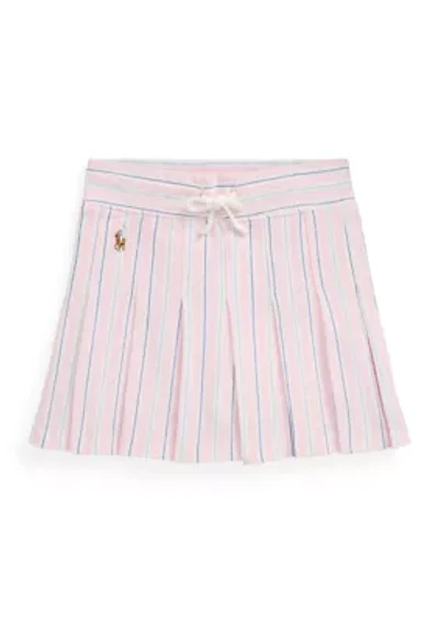 Girls 2-6x Striped Pleated Oxford Mesh Skort