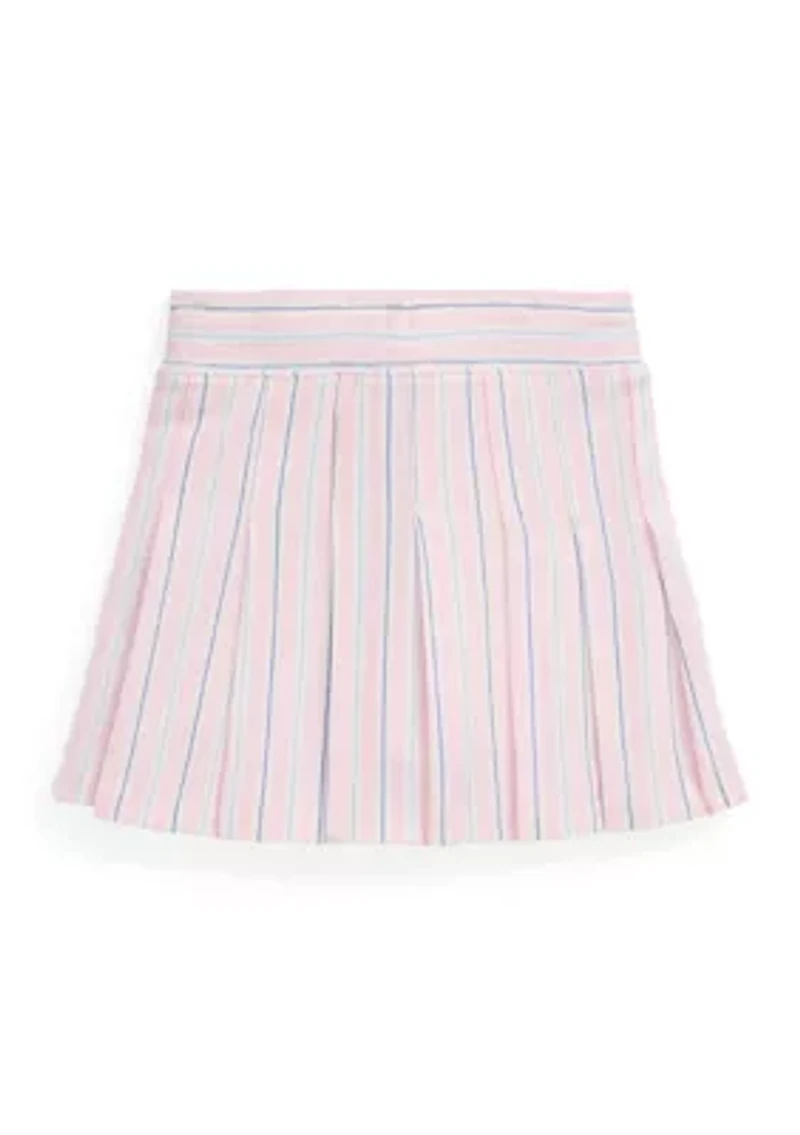 Girls 2-6x Striped Pleated Oxford Mesh Skort
