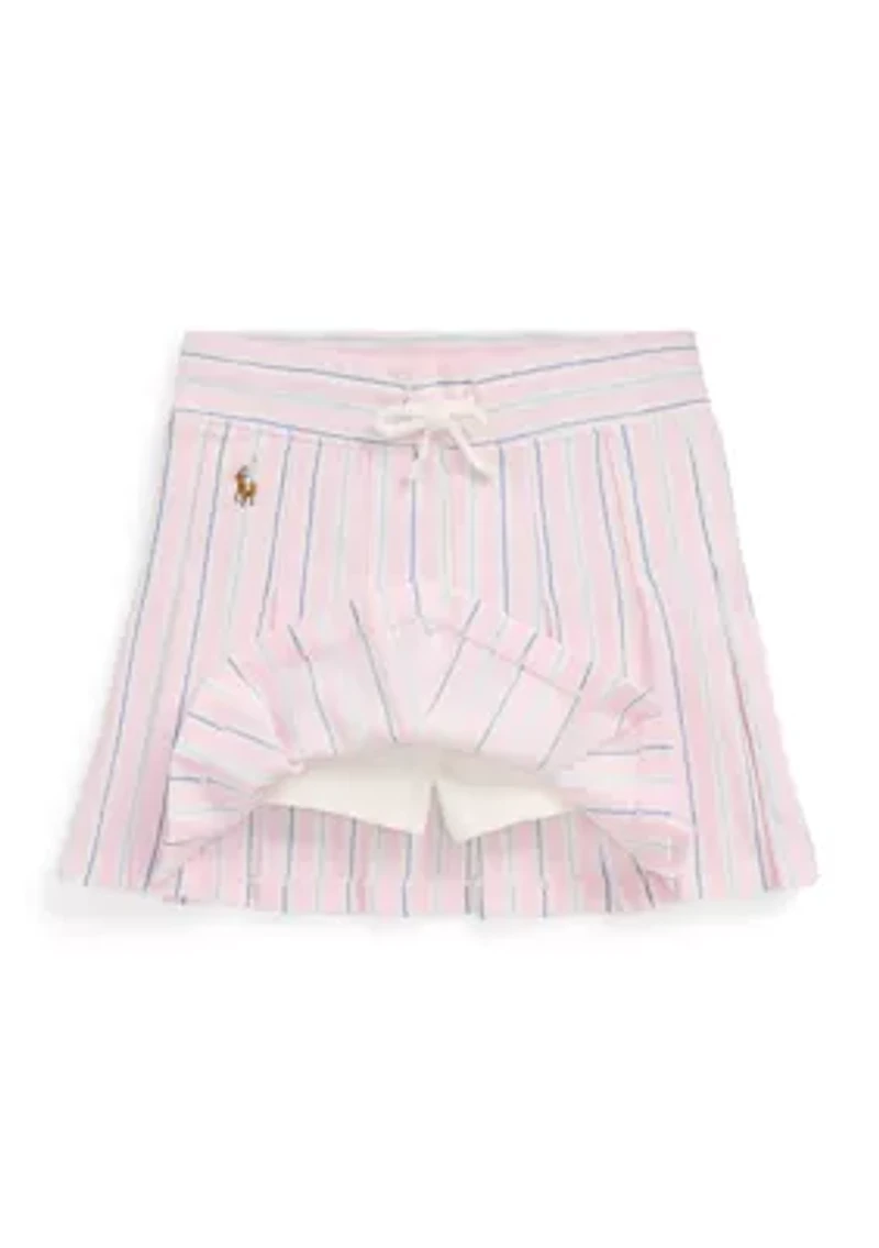 Girls 2-6x Striped Pleated Oxford Mesh Skort