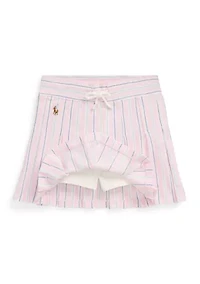 Girls 2-6x Striped Pleated Oxford Mesh Skort