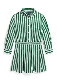 Girls 2-6x Striped Cotton Poplin Shirtdress
