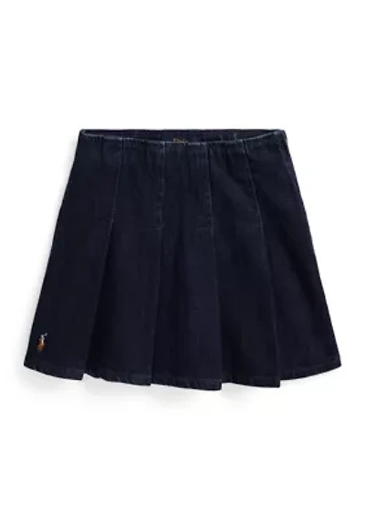 Girls 2-6x Pleated Cotton Denim Skirt
