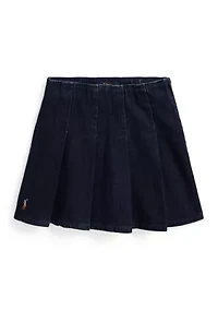 Girls 2-6x Pleated Cotton Denim Skirt