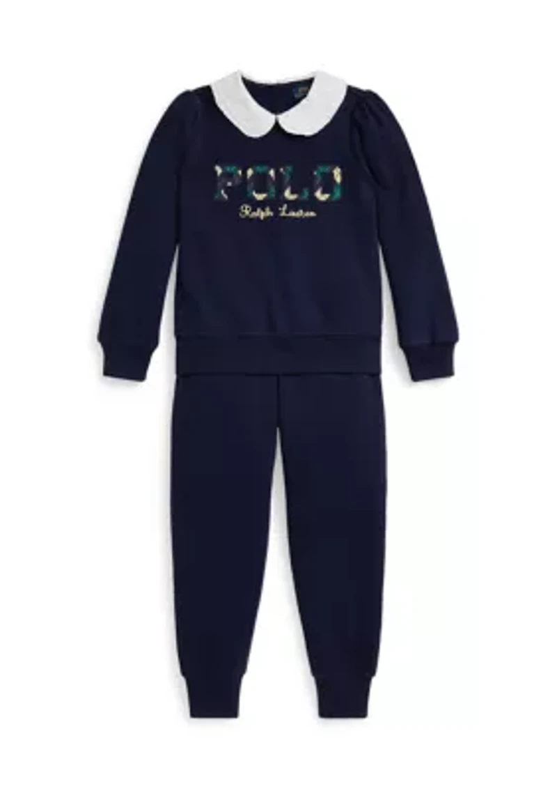 Girls 2-6x Argyle Logo Fleece Sweatshirt & Pants Set