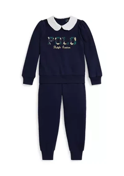 Girls 2-6x Argyle Logo Fleece Sweatshirt & Pants Set