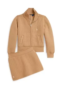 Girls 2-6x Quilted Cable-Motif Jacket