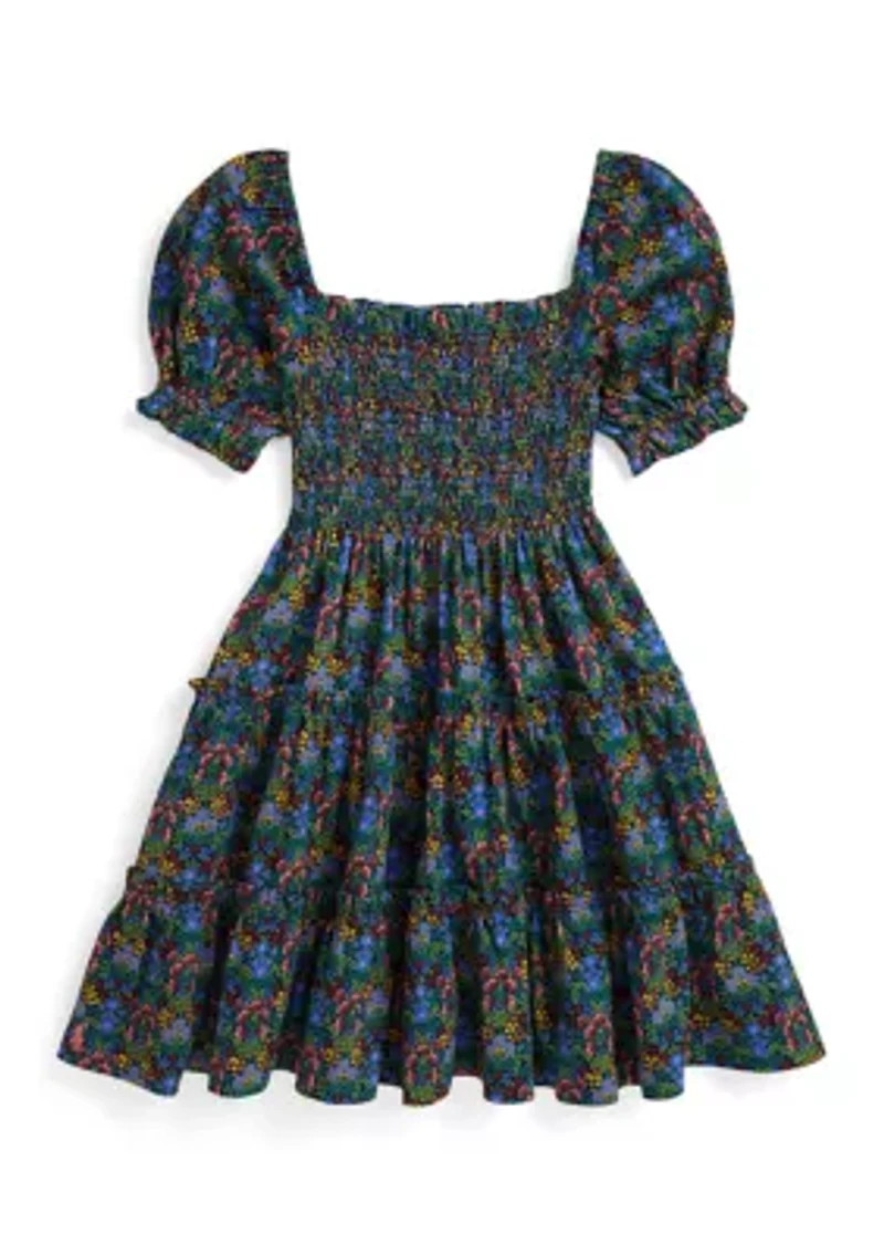 Girls 2-6x Floral Smocked Cotton Jersey Dress