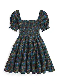 Girls 2-6x Floral Smocked Cotton Jersey Dress