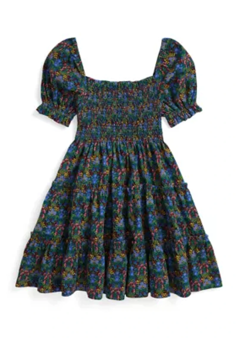 Girls 2-6x Floral Smocked Cotton Jersey Dress