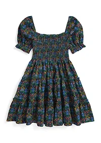 Girls 2-6x Floral Smocked Cotton Jersey Dress