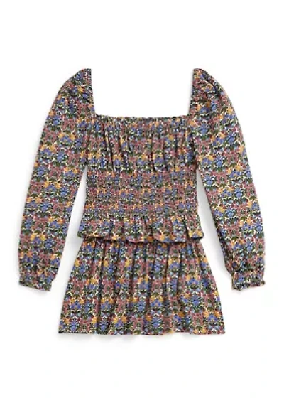 Girls 2-6x Floral Smocked Cotton Jersey Top & Skirt