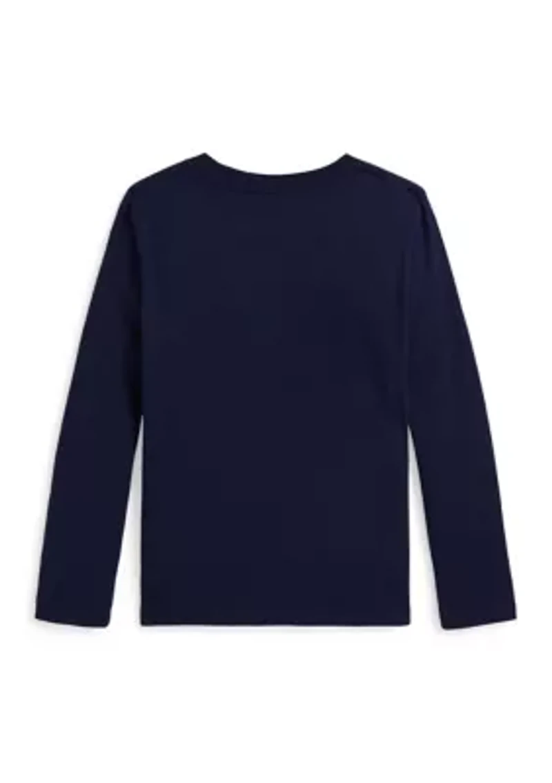 Girls 2-6x Dog-Print Cotton Long-Sleeve Tee