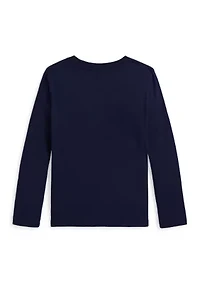 Girls 2-6x Dog-Print Cotton Long-Sleeve Tee