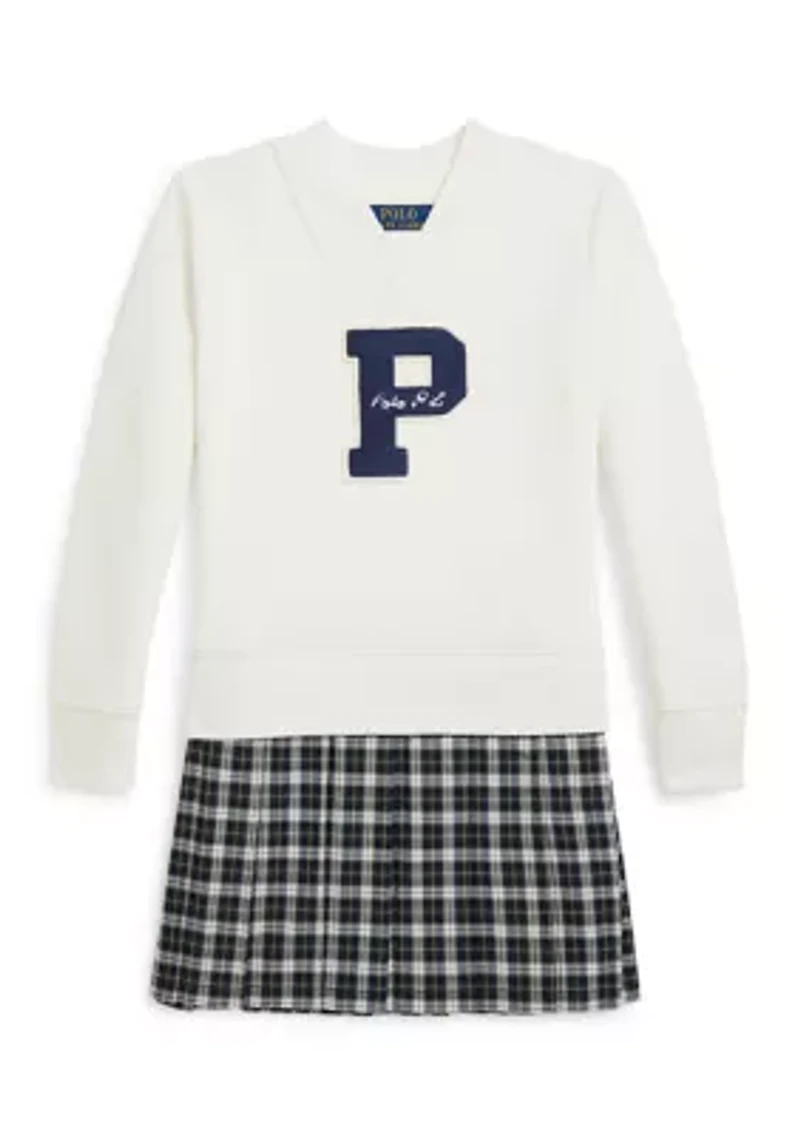 Girls 2-6x Letterman Fleece Sweatshirt Dress