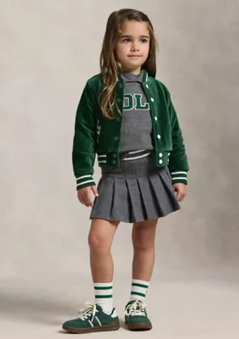 Girls 2-6x Logo Velour Baseball Jacket
