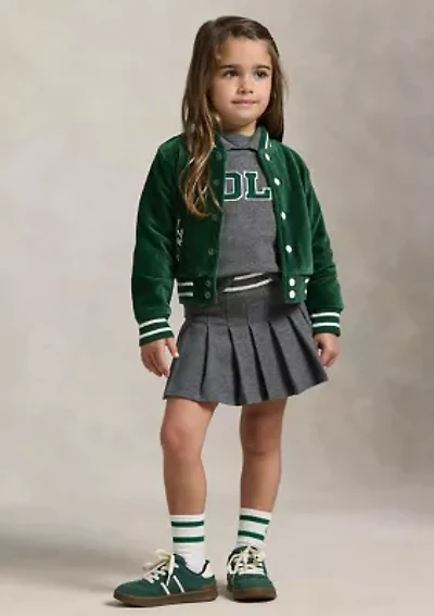 Girls 2-6x Logo Velour Baseball Jacket
