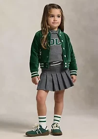 Girls 2-6x Logo Velour Baseball Jacket