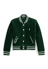 Girls 2-6x Logo Velour Baseball Jacket