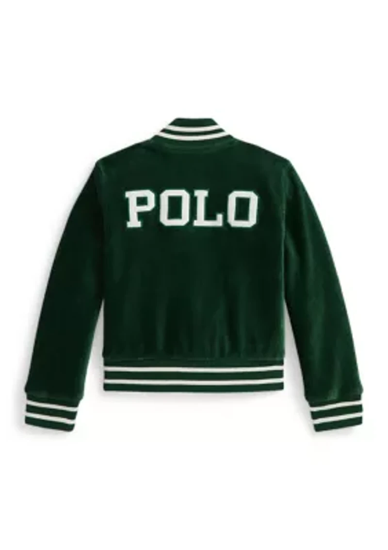 Girls 2-6x Logo Velour Baseball Jacket