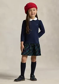 Girls 4-6x Plaid-Skirt Ponte Dress