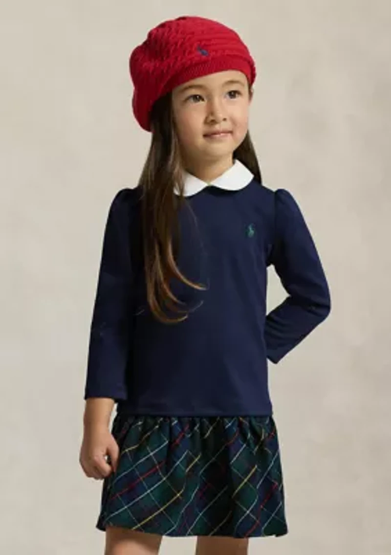 Girls 4-6x Plaid-Skirt Ponte Dress