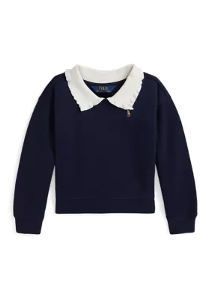 Girls 2-6x Collared Fleece Sweatshirt