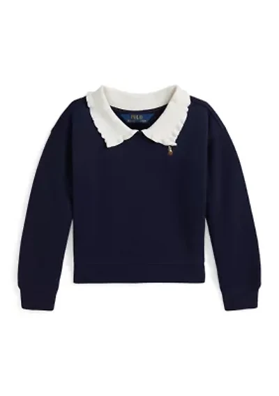 Girls 2-6x Collared Fleece Sweatshirt
