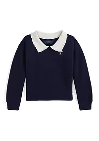 Girls 2-6x Collared Fleece Sweatshirt
