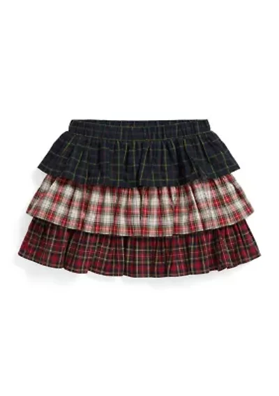 Girls 4-6x Plaid Tiered Poplin Skirt