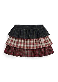Girls 4-6x Plaid Tiered Poplin Skirt