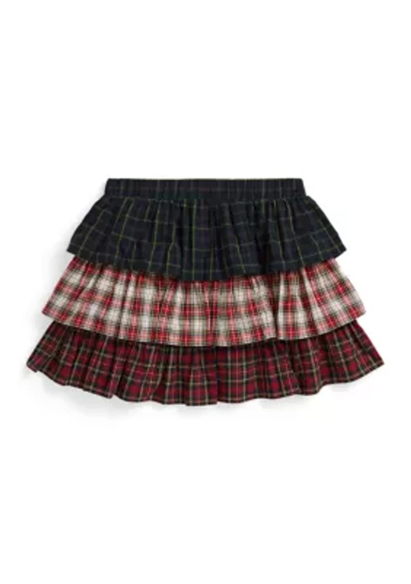 Girls 4-6x Plaid Tiered Poplin Skirt