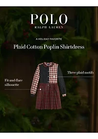 Girls 2-6x Plaid Cotton Poplin Shirtdress