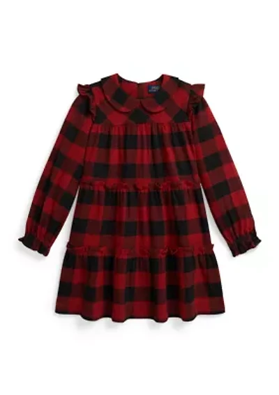 Girls 2-6x Buffalo Check Ruffled Cotton Twill Dress