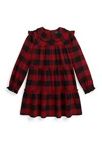 Girls 2-6x Buffalo Check Ruffled Cotton Twill Dress