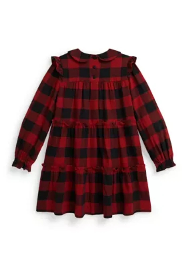 Girls 2-6x Buffalo Check Ruffled Cotton Twill Dress