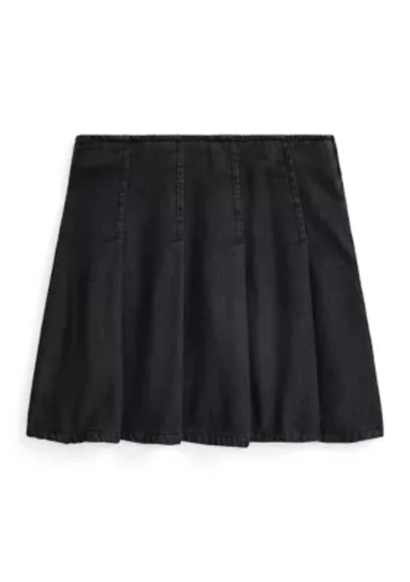 Girls 2-6x Pleated Cotton Denim Skirt