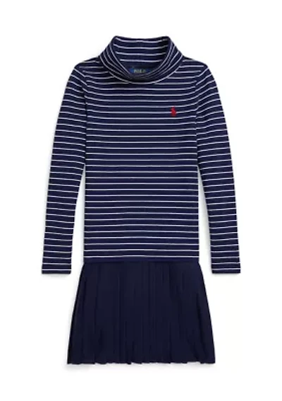 Girls 2-6x Striped Stretch Jersey Turtleneck Dress