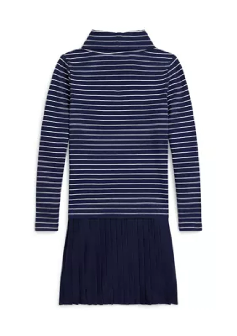 Girls 2-6x Striped Stretch Jersey Turtleneck Dress