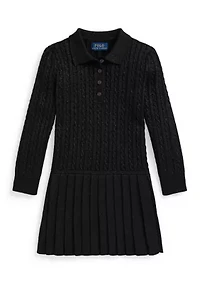 Girls 2-6x Metallic Mini-Cable Polo Sweater Dress