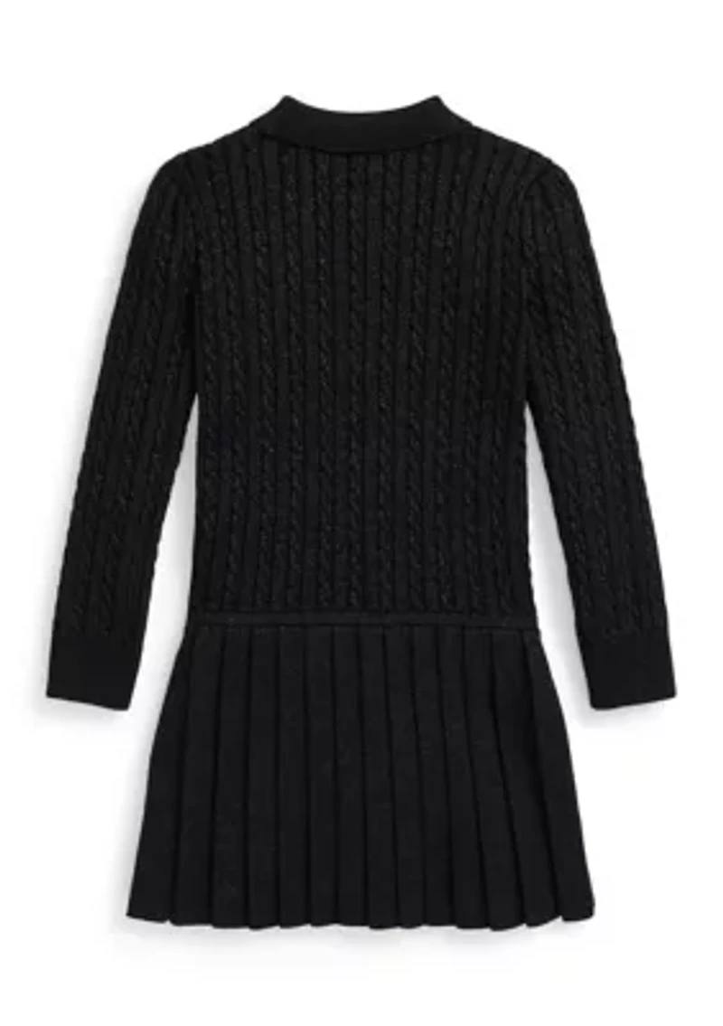 Girls 2-6x Metallic Mini-Cable Polo Sweater Dress