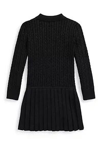 Girls 2-6x Metallic Mini-Cable Polo Sweater Dress