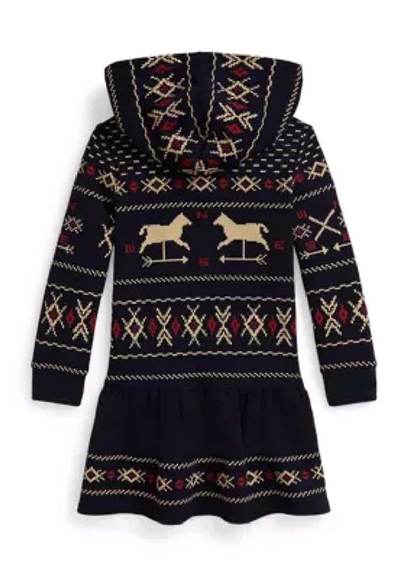 Girls 2-6x Patterned Fleece Hooded Dress