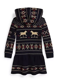 Girls 2-6x Patterned Fleece Hooded Dress