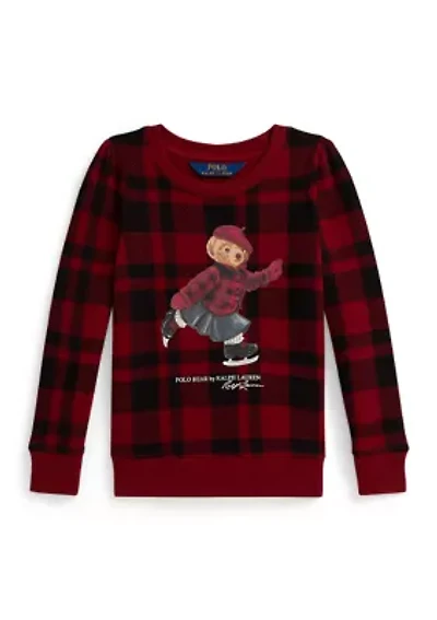 Plaid Polo Bear Fleece Sweatshirt