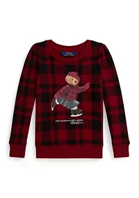 Plaid Polo Bear Fleece Sweatshirt