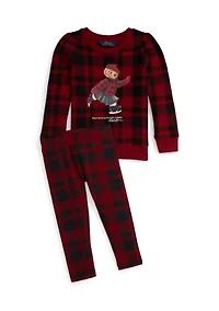 Plaid Polo Bear Fleece Sweatshirt