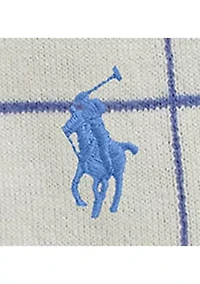 Girls 2-6x Windowpane Cotton V-Neck Cardigan